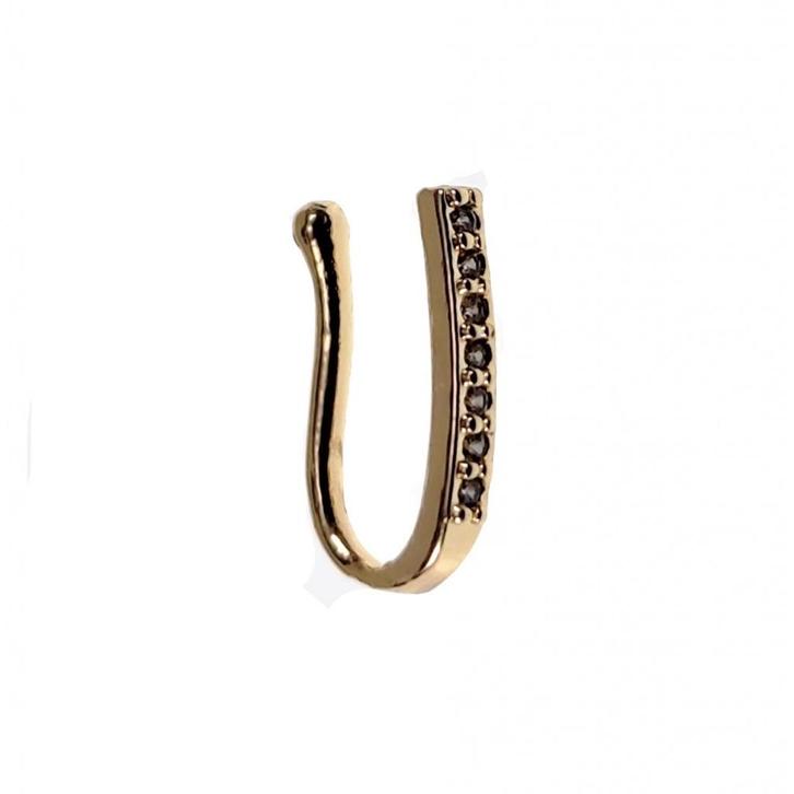Fake Neuspiercing - Gold Plated - Nep Neus Piercing, Sieraden, Tassen en Uiterlijk, Piercings, Nieuw, Neuspiercing, Staal, Met strass