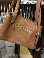 Cognac schoudertas handtas met ritsvakken, Ophalen of Verzenden, Nieuw, Bruin, Handtas