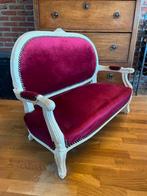 Barok Kinderbankje - Bordeaux Rood Fluweel, Antiek en Kunst, Antiek | Meubels | Stoelen en Banken, Ophalen