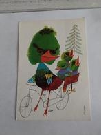 COR VAN VELSEN. /  VOGEL  MET 3 KLEINTJES OP DE FIETS 1973, Verzamelen, Ansichtkaarten | Themakaarten, Ophalen of Verzenden, 1960 tot 1980
