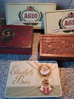 5 oude lege sigarendoosjes sigarenblikken houten sigarenkist, Ophalen of Verzenden, Gebruikt, Tabaksdoos of Verpakking