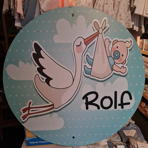 Geboortebord Blauwe Ooievaar, Kinderen en Baby's, Kraamcadeaus en Geboorteborden, Gebruikt, Geboortebord, Ophalen