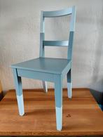 Hippe houten blauwe stoel, Blauw, Ophalen of Verzenden, Zo goed als nieuw, Eén