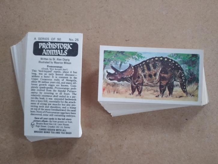 Prehistoric Animals complete set 50 tea cards dinosaurus, Verzamelen, Overige Verzamelen, Ophalen
