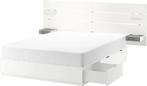 Ikea NORDLI Bed 140x200 met Opbergruimte, Ophalen, Wit, Tweepersoons, 140 cm