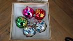 5 prachtige oude kleurrijke kerstballen, Diversen, Kerst, Ophalen of Verzenden, Gebruikt