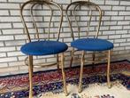 2 vintage goud stalen Thonet stijl stoelen jaren 70, Huis en Inrichting, Stoelen, Ophalen, Gebruikt, Twee