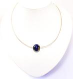 Prachtige Sterling Zilver Ketting 18 MM Lapis Lazuli Bol, Sieraden, Tassen en Uiterlijk, Kettingen, Zo goed als nieuw, Met edelsteen