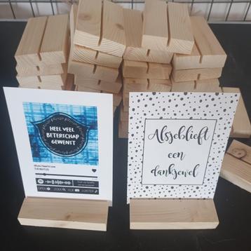 54 x Houten kaarten standaard 10x6 cm nieuw decoratie  beschikbaar voor biedingen