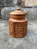 Vintage handgesneden houten pot met deksel, Antiek en Kunst, Ophalen of Verzenden
