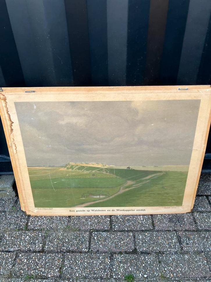 5 Oude Schoolplaten, Antiek en Kunst, Antiek | Schoolplaten, Aardrijkskunde, Ophalen