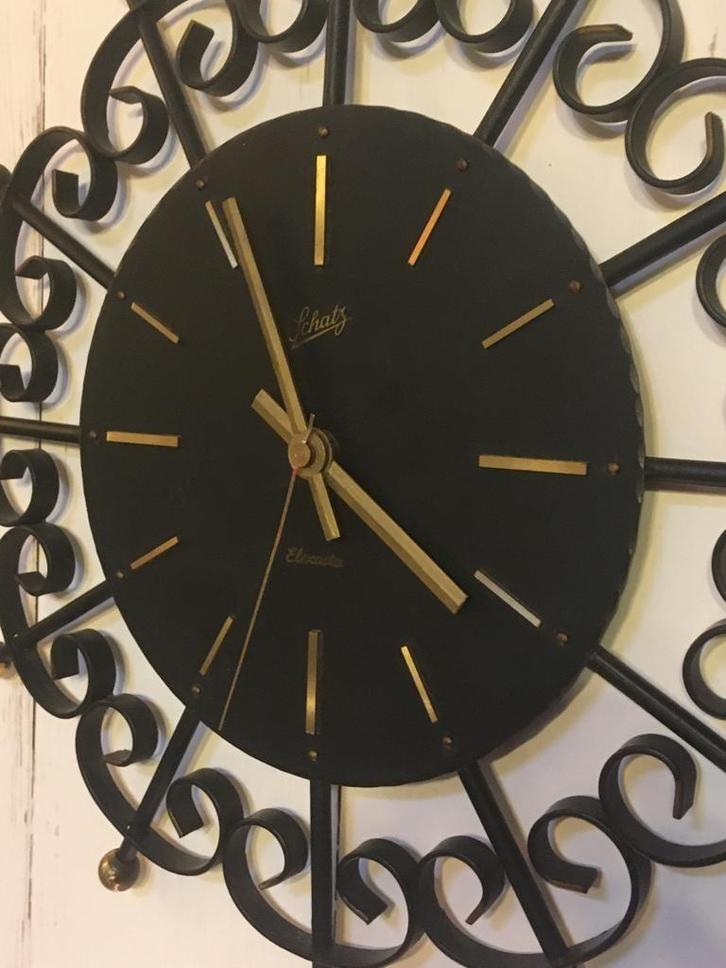 7) Gezellige retro zonneklok., Huis en Inrichting, Woonaccessoires | Klokken, Gebruikt, Wandklok, Analoog, Ophalen of Verzenden