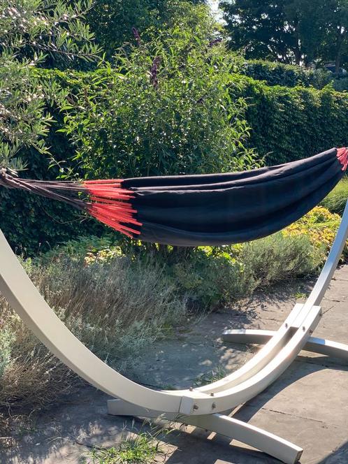 Hangmathouder met hangmat, Tuin en Terras, Hangmatten, Gebruikt, Eenpersoons, Met standaard, Opvouwbaar, Buiten, Ophalen