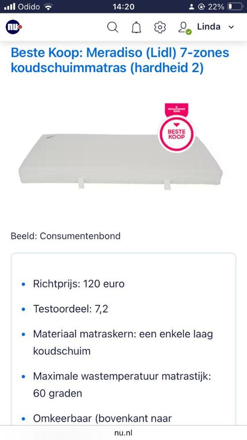 Meridiso 7zones koudschuim Matras 160x200, Huis en Inrichting, Slaapkamer | Matrassen en Bedbodems, Zo goed als nieuw, Matras