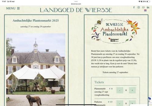 2 kaarten voor plantenmarkt de Wierse zaterdag 27 sept 2025, Tuin en Terras, Planten | Tuinplanten, Overige soorten, Volle zon