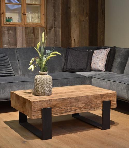 Salontafel, Robuuste salontafel, Grenen tafel, Oud balken, Antiek en Kunst, Antiek | Meubels | Tafels, Ophalen of Verzenden