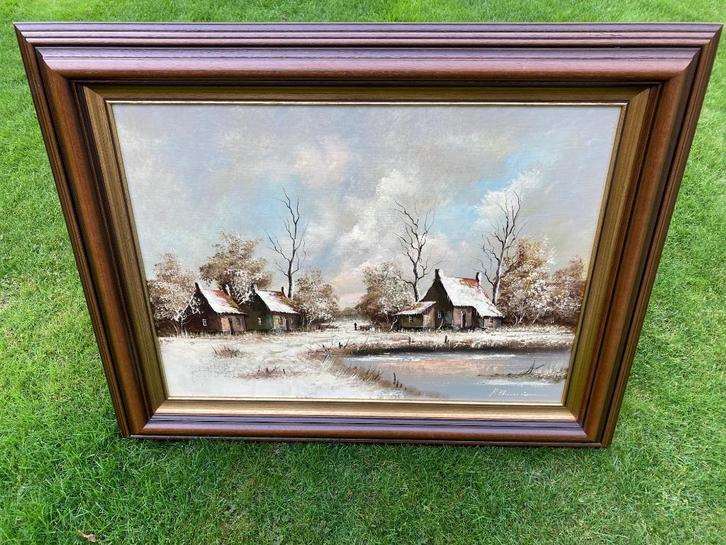 Schilderij sneeuwlandschap van Rick Theunissen, Antiek en Kunst, Kunst | Schilderijen | Klassiek, Ophalen