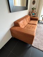 Cognac lederlook 2,5 zitsbank, Huis en Inrichting, Banken | Bankstellen, Gebruikt, Driepersoons, 75 tot 100 cm, Rechte bank