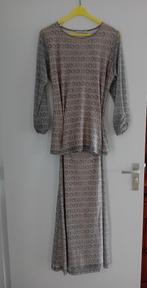 Jurk, twee-delig, mt 38/40, zand/blauw, Kleding | Dames, Jurken, Maat 38/40 (M), CadaDia, Beige, Ophalen of Verzenden