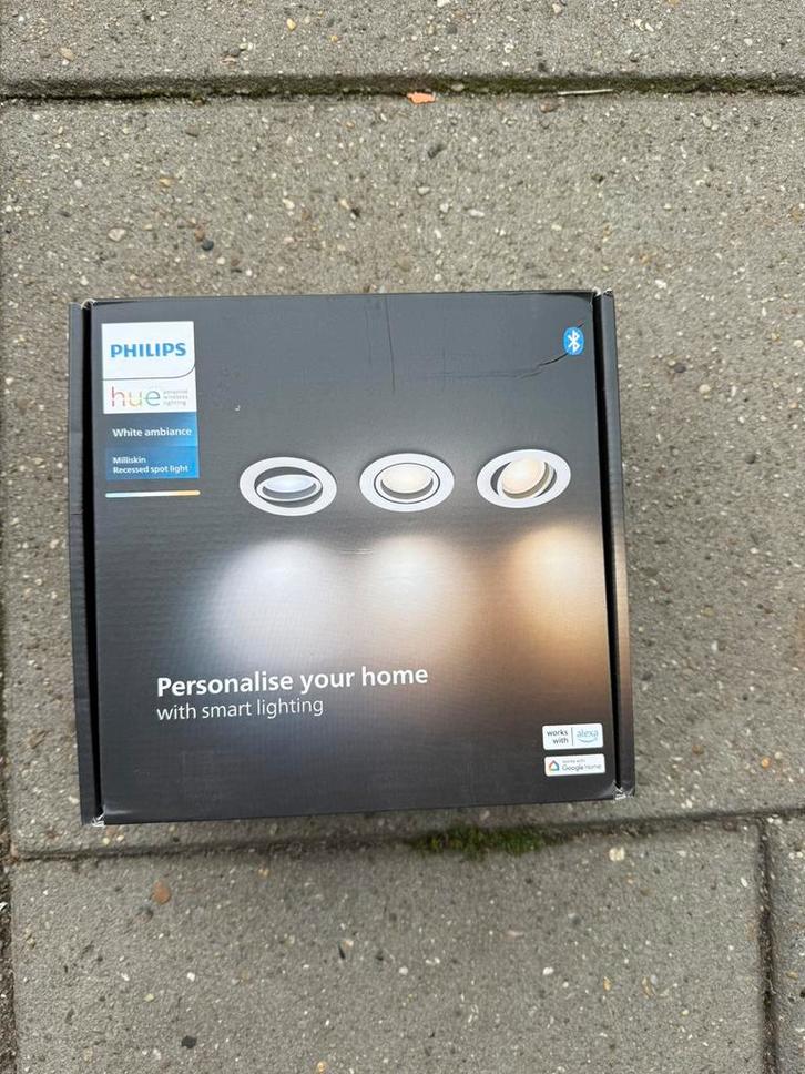 Philips Hue Milliskin Inbouwspot White Ambiance in het wit., Huis en Inrichting, Lampen | Plafondlampen, Nieuw, Kunststof, Ophalen of Verzenden