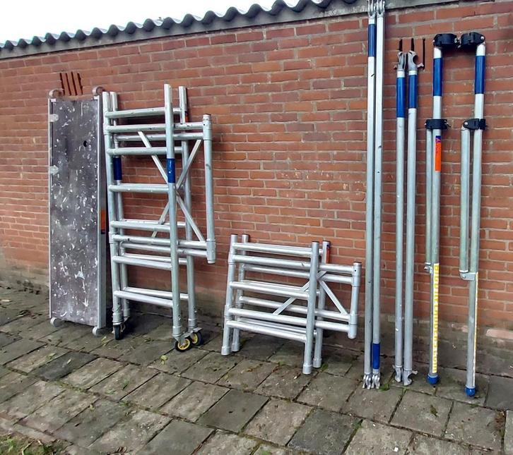 steiger--compleet veilig steiger met sabilisatoren--, Doe-het-zelf en Verbouw, Steigers, Zo goed als nieuw, Rolsteiger of Kamersteiger