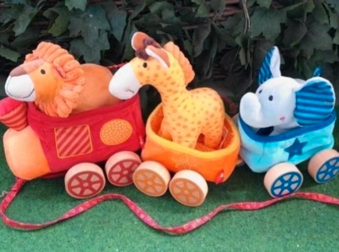 Sigikid stoffen speelgoed trein met knuffel dieren, Kinderen en Baby's, Speelgoed | Babyspeelgoed, Zo goed als nieuw, Overige typen
