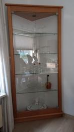 Massief blank eiken hoek vitrinekast, Huis en Inrichting, Ophalen, Gebruikt, 50 tot 100 cm, Glas