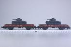 2 x platte wagon met Pz 38(t), DRG, Ophalen of Verzenden, Gebruikt, Wagon, Trix