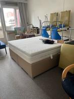 Boxspring 160x200 met matras en topper - ZGAN, Beige, Tweepersoons, Ophalen of Verzenden, Zo goed als nieuw