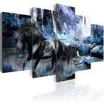 722 Natuur Paard 5 Luik Canvas Schilderij 200x100cm 2 maten, Antiek en Kunst, Ophalen of Verzenden