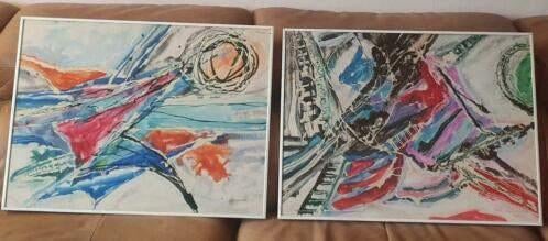 2 x Martin Rouwendaal Bergense school 1974 Gemengde techniek, Ophalen