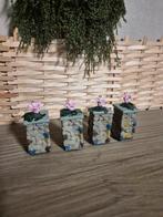 Kerstdorp mooie pilaren set van 4 kersthuisjes, Diversen, Kerst, Ophalen of Verzenden, Zo goed als nieuw