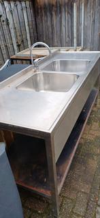horeca rvs spoel tafel dubbele spoelbak met kraan, Tuin en Terras, Buitenkeukens, Ophalen of Verzenden