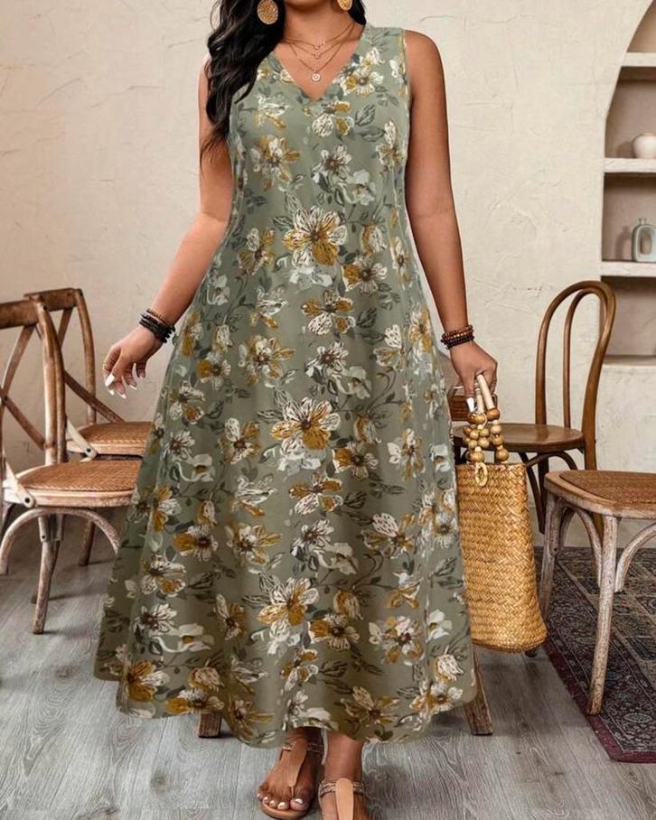Jurkje Tasnim Groen (44 tm 52) ** NIEUW **, Kleding | Dames, Grote Maten, Nieuw, Jurk, Groen, Verzenden