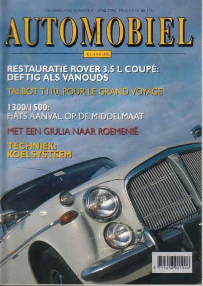 Automobiel 4 1992 : Rover P5 - Alfa Romeo Giulia - Talbot, Boeken, Auto's | Folders en Tijdschriften, Gelezen, Algemeen, Ophalen of Verzenden