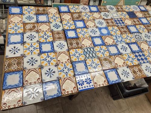 120 stuks antieke Franse tegels (ca 11x11cm) unieke mix, Antiek en Kunst, Antiek | Wandborden en Tegels, Ophalen