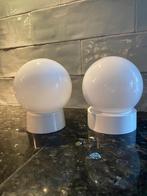 Twee mooie bollampen, porselein glas, Huis en Inrichting, Lampen | Plafondlampen, Ophalen, Zo goed als nieuw, Glas