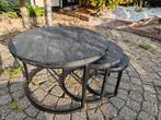 Zwarte Mangohouten Salontafelset 3-delig, Huis en Inrichting, Tafels | Bijzettafels, Ophalen, Minder dan 45 cm, Rond, 55 tot 75 cm
