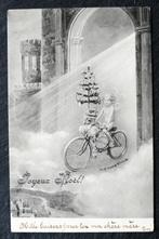 Engel fietst de kerk uit met kerstboom en trom, 1902, Verzamelen, Ansichtkaarten | Themakaarten, Gelopen, Kinderen, Voor 1920