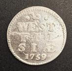 1759 over 58 Dubbele Wapenstuiver West-Friesland, Postzegels en Munten, Munten | Nederland, Vóór koninkrijk, Zilver, Losse munt