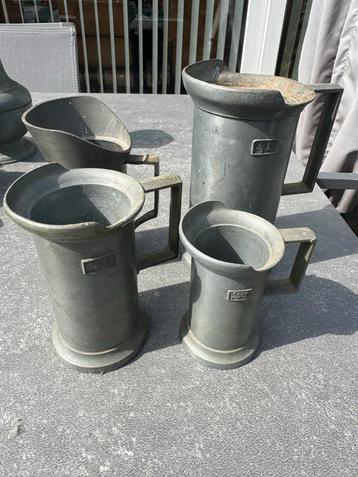 Antieke Tinnen Kannenset & Sauslepel Collectie - Prachtig Ti beschikbaar voor biedingen