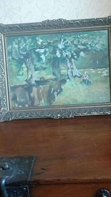 Boslandschap op Hardboard beschikbaar voor biedingen