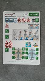 Safety Card Eurowings A320, Ophalen of Verzenden, Zo goed als nieuw, Kaart, Foto of Prent