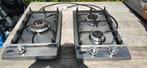 Boretti Domino gasplaten, rvs, Witgoed en Apparatuur, Kookplaten, Ophalen, Gebruikt, 3 kookzones of minder, Inbouw