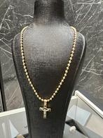 14k Gouden Balchain met Kruis Hanger 65 cm | 3 mm, Ophalen of Verzenden, Nieuw, Goud, Met hanger