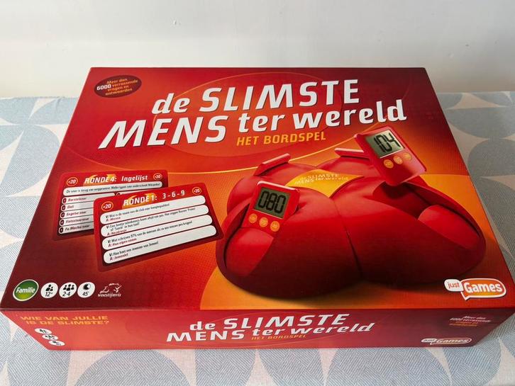 de Slimste Mens ter Wereld bordspel, Hobby en Vrije tijd, Gezelschapsspellen | Bordspellen, Zo goed als nieuw, Ophalen of Verzenden