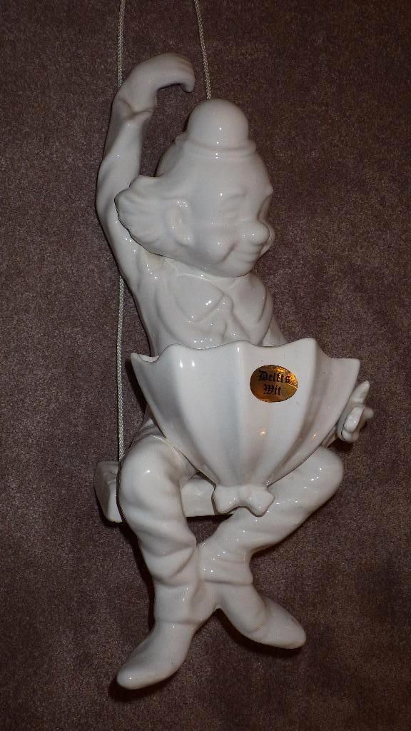 prachtige retro witte clown als plantenhanger, Ophalen of Verzenden, Overige typen