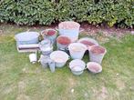 Partij zinken decoratie, emmers, bloempotten, Tuin en Terras, Ophalen, Gebruikt, Tuin, Rond