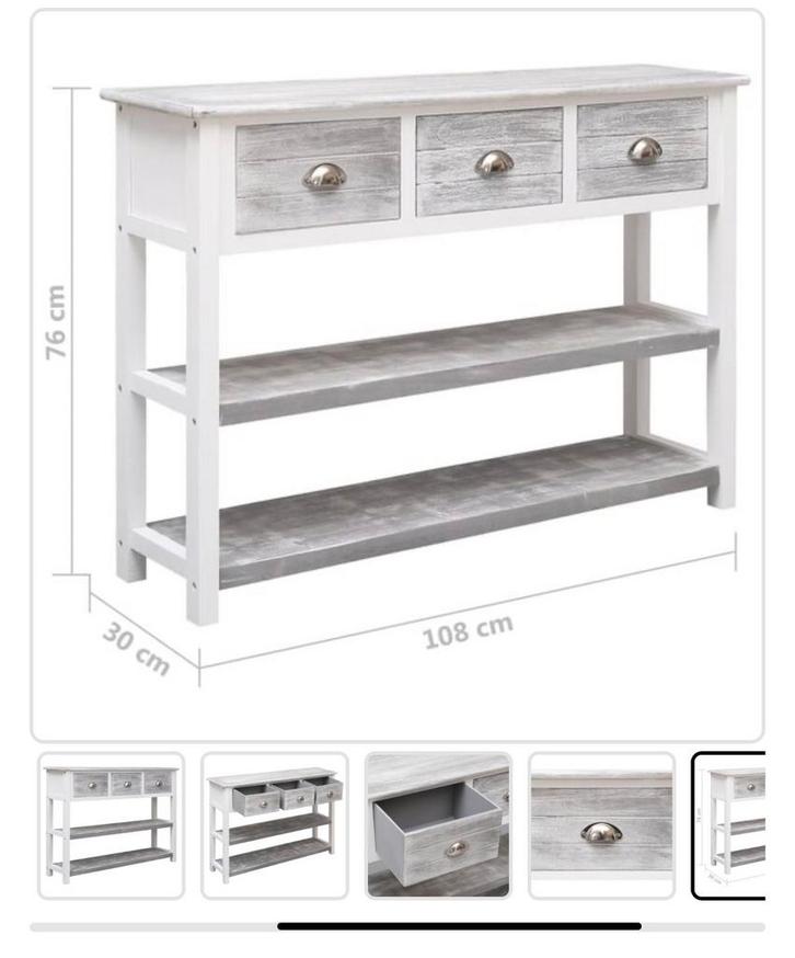 vidaXL Dressoir 108x30x76 cm massief paulowniahout, Huis en Inrichting, Tafels | Sidetables, Zo goed als nieuw, 25 tot 50 cm, Rechthoekig