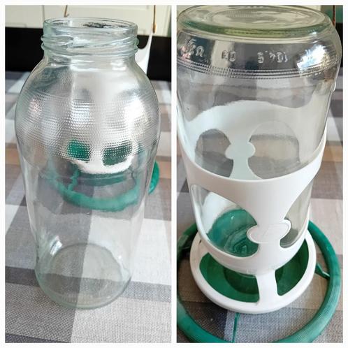 Glazen fles voor drinkfontein, Dieren en Toebehoren, Vogels | Toebehoren, Zo goed als nieuw, Eten en Drinken, Ophalen of Verzenden